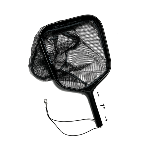 Joy Fish Floating  Landing Net 14" X 16" Hoop, 12" Deep, 7" Handle Black