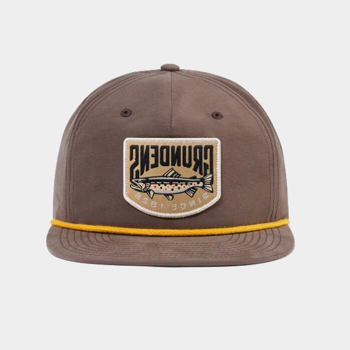 Grundens Trout Patch Rope Trucker Hat Brown