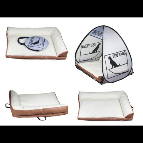 Boat Dog Bed with Tent - Camel - Large